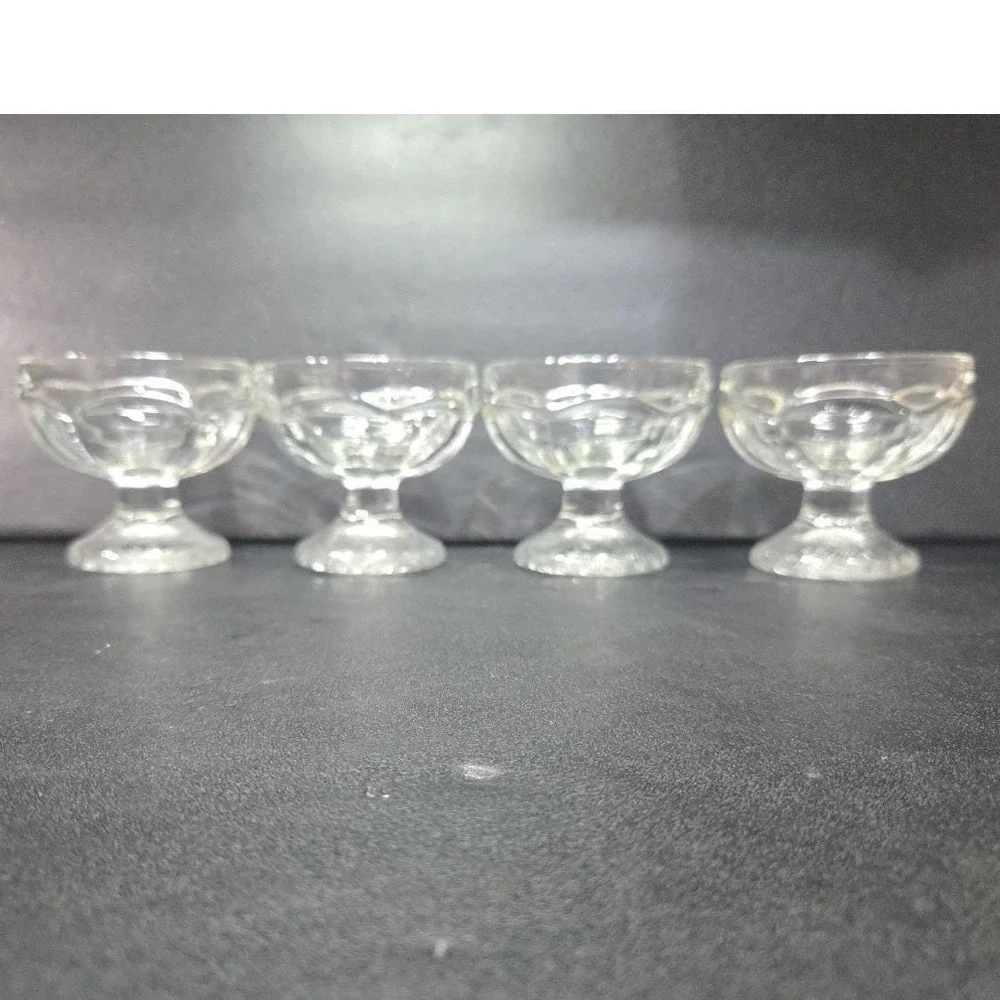 Dominion‎ Clear Sherbet Glasses, Set of 4, Vintage Textured Base Dessert Cups